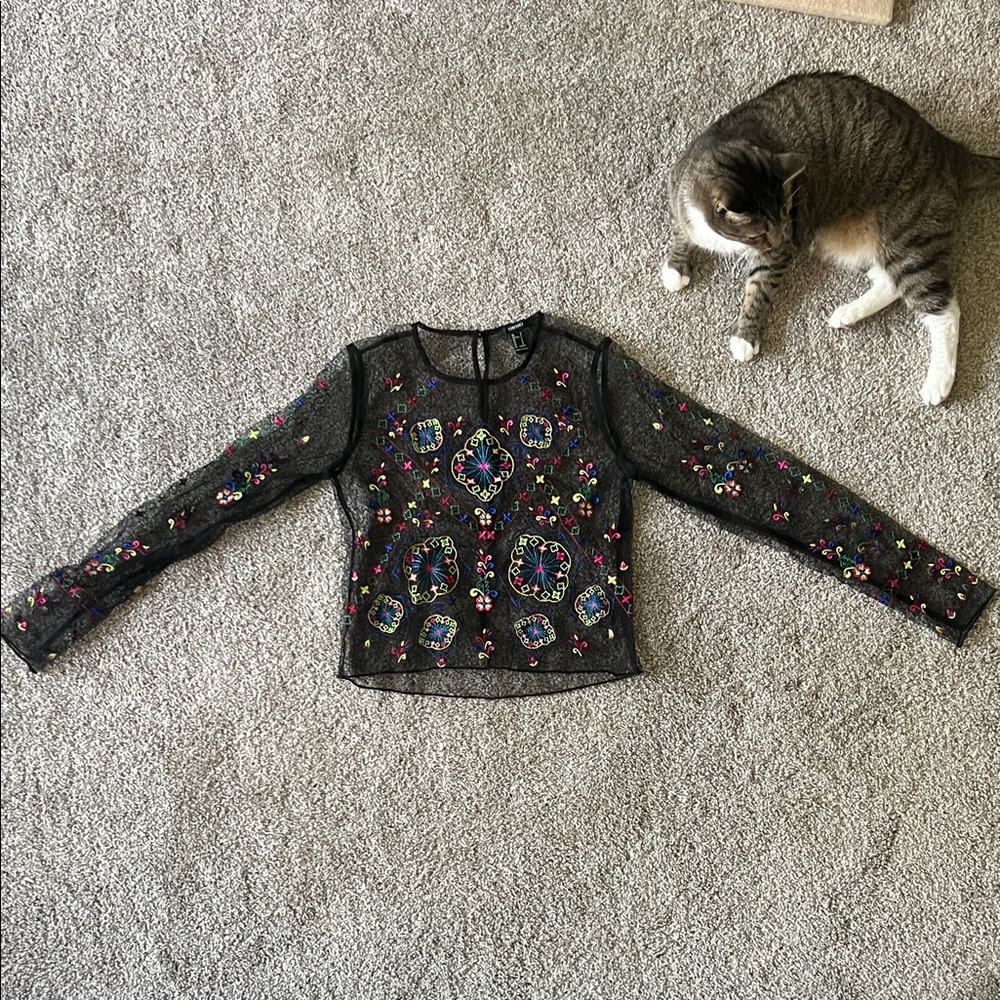 Forever 21 Black Sheer Top